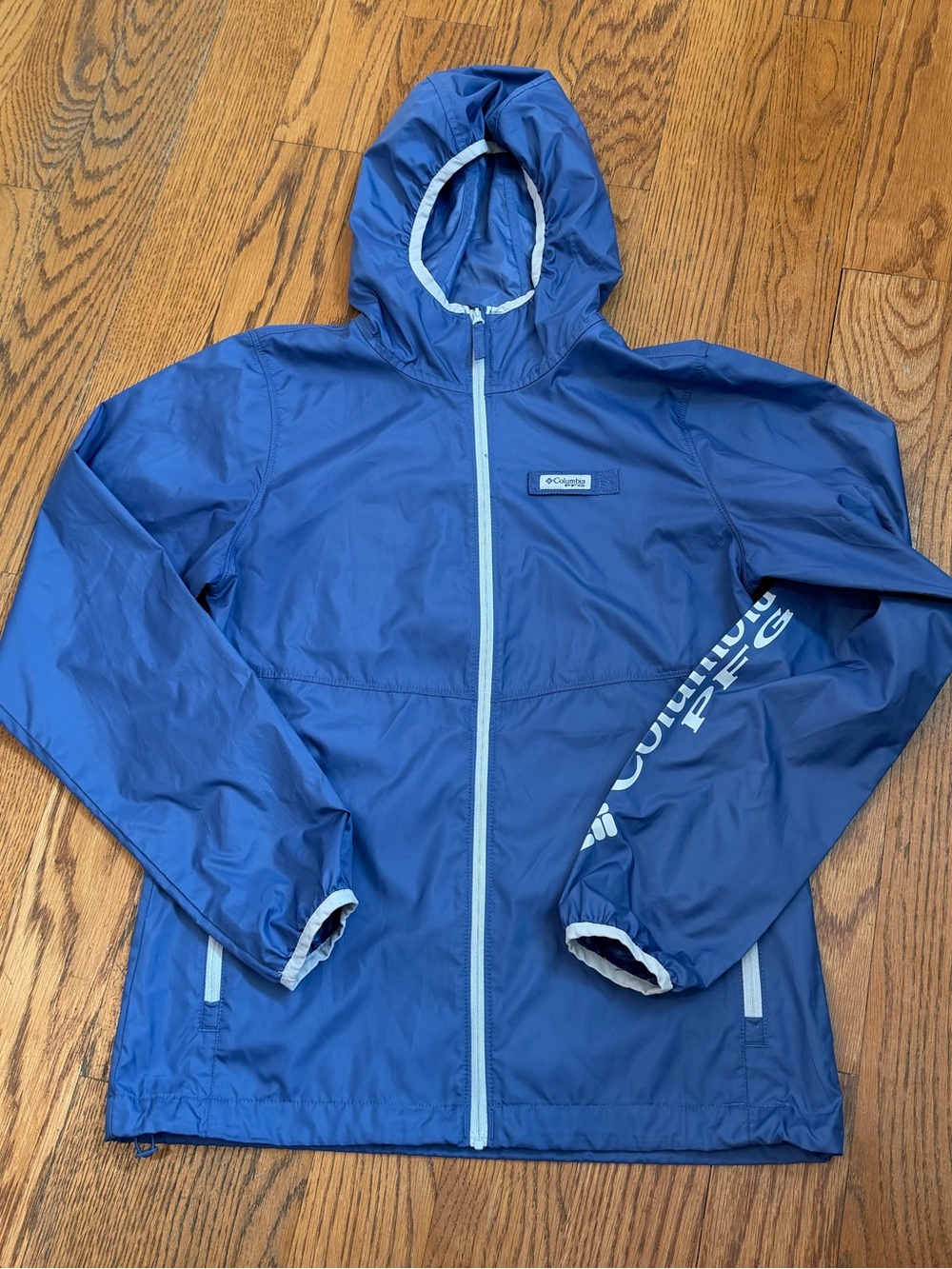 Columbia Women's Blue Hooded PFG Windbreaker Jacket